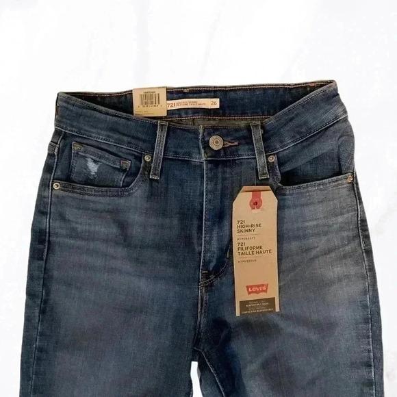 NWT Levi’s 721 high rise skinny stretch 5 pocket medium wash denim  jeans 26 - Picture 3 of 7
